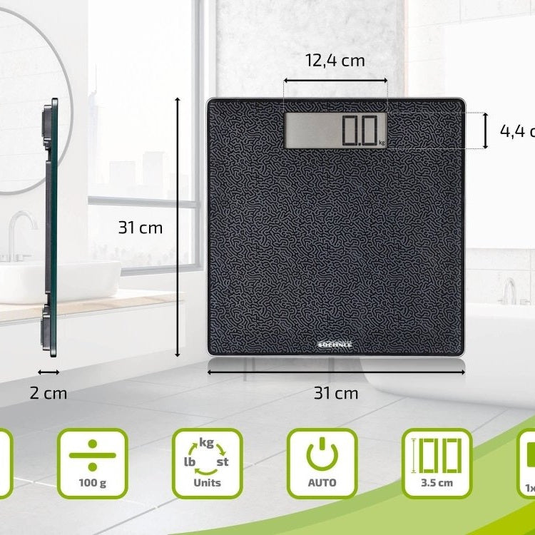 Technische afmetingen Soehnle vierkante personenweegschaal 31x31 cm met 180 kg capaciteit