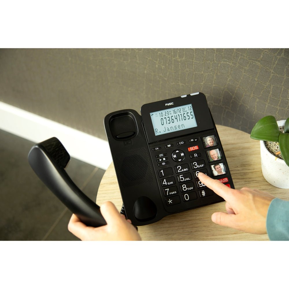 Fysic FX3960 seniorentelefoon zwart met grote toetsen, foto-toetsen en verlicht scherm