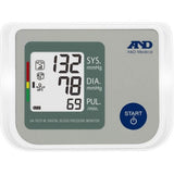 Close-up A&D digitale display bloeddrukmeter met hartslagmeting en START knop