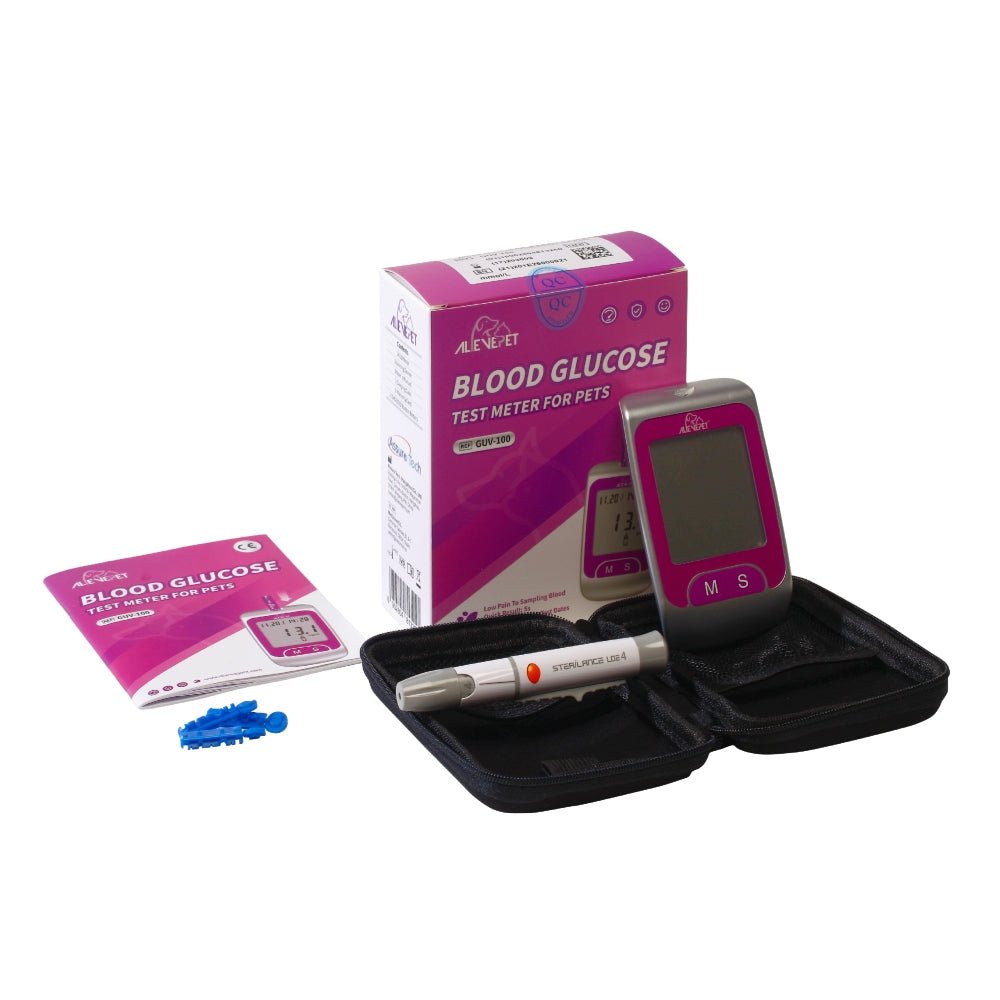 Alievepet glucosemeter-startpakket voor huisdieren met meter, prikpen en lancetten