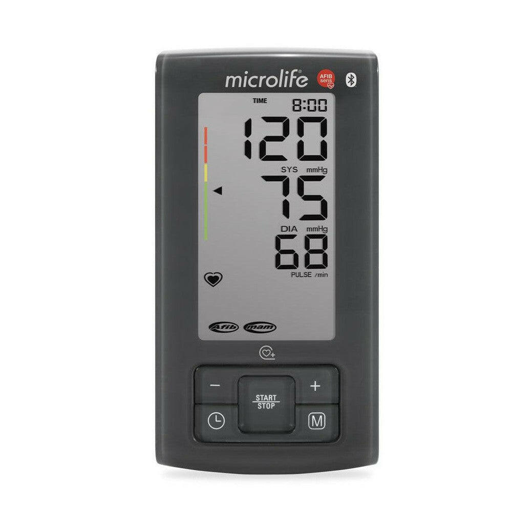 Zwarte Microlife BP A6 BT AFIB bloeddrukmeter met start-stop knop