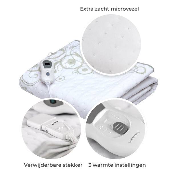 Lanaform S1 elektrische deken 1-persoons - overzicht drie product voordelen - LAN05549-Shopvoorgezondheid