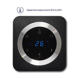 Close-up digitale thermostaat Clean Air Optima zwart LED display 26 graden