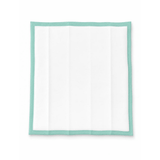 Witte onderlegger 60x60 cm met mintgroene geborduurde rand, zacht en absorberend