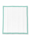 Witte onderlegger 60x60 cm met mintgroene geborduurde rand, zacht en absorberend