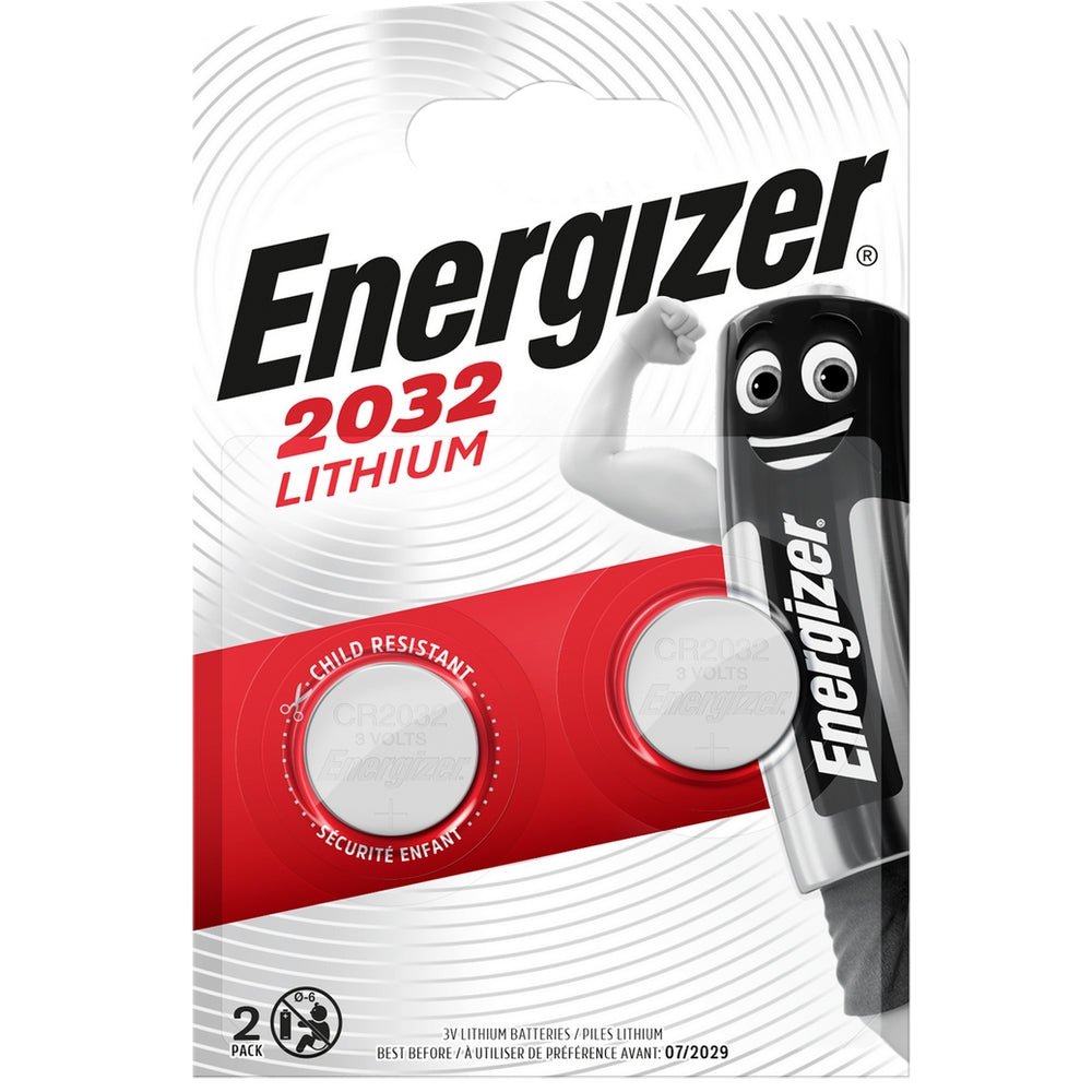 Energizer CR2032 lithium knoopcel batterij 3V set van 2 in kinderbestendige blisterverpakking