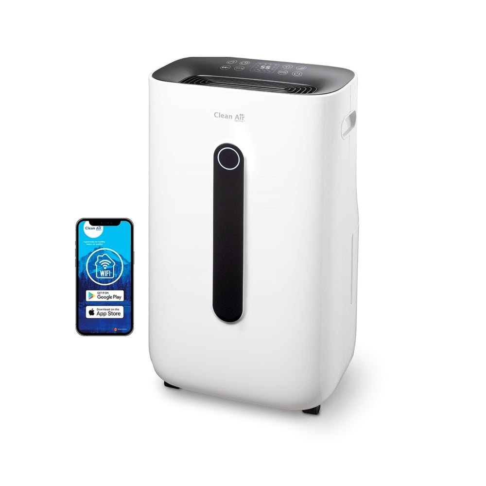 Smart Clean Air Optima luchtontvochtiger met smartphone app interface WiFi besturing
