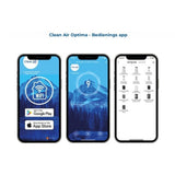 Clean Air Optima mobiele app interface op smartphones voor luchtbeheer