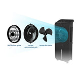 Luchtkoeler met losse onderdelen: airflow guide, vortex grill en fan blade