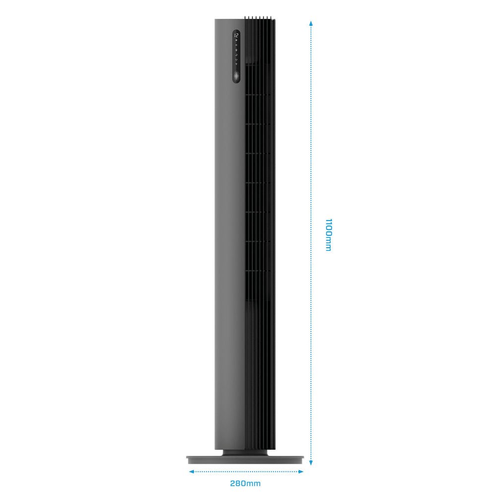 Afmetingen Clean Air Optima CA-407G: 110 cm hoog met brede voet en matte afwerking