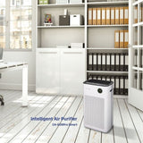 Clean Air Optima luchtreiniger in kantooromgeving met houten vloer en boekenkast