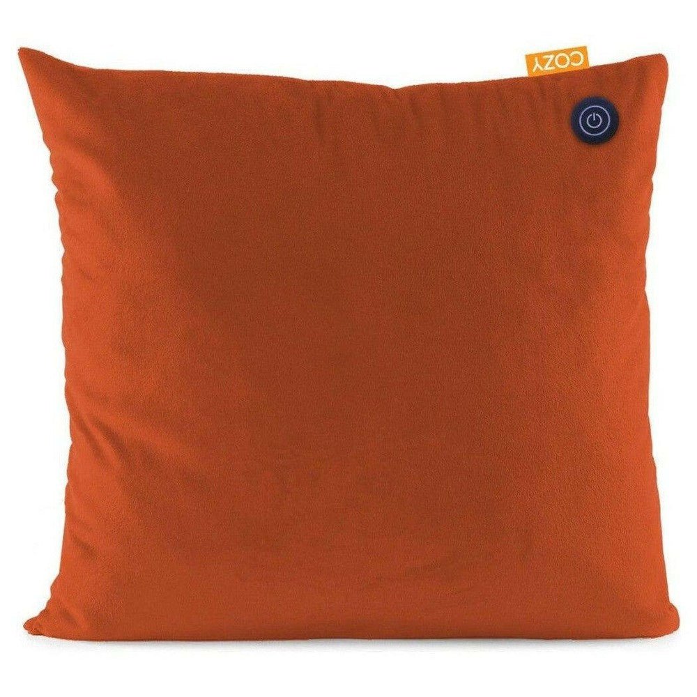 Oranje draadloos warmtekussen Una 45x45 cm met COZY label en aan/uit knop