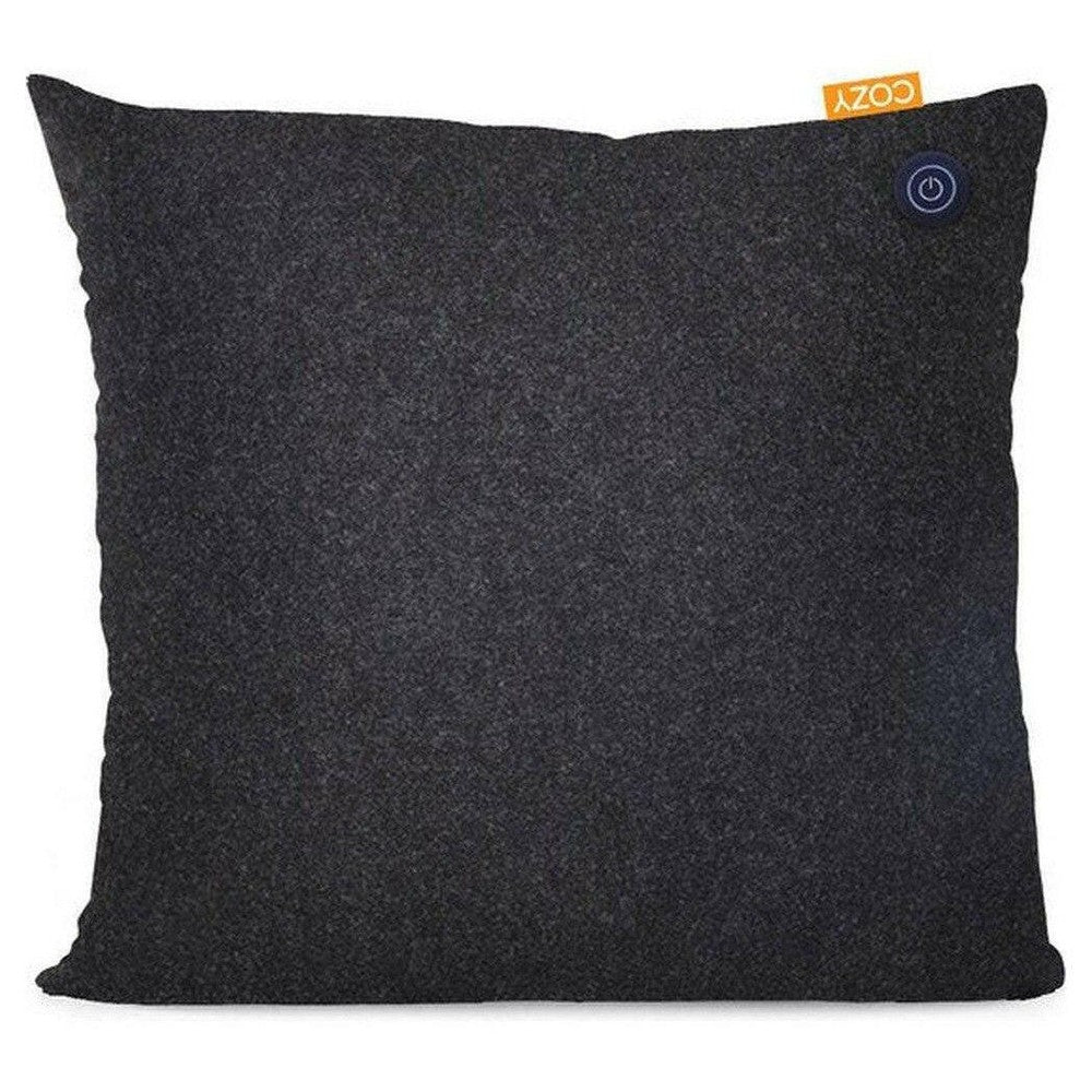 Zwart gemêleerd draadloos warmtekussen Una 45x45 cm met COZY etiket