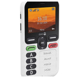Zijkant Doro Leva X10 seniorentelefoon met aan/uit-knop en volume-schakelaar