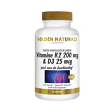 Golden Naturals Vitamine K2 MK-7 en D3 supplementenpot met hartillustratie