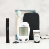 Witte Go-Keto 2-in-1 bloedglucose- en ketonenmeter met display en grijze knoppen
