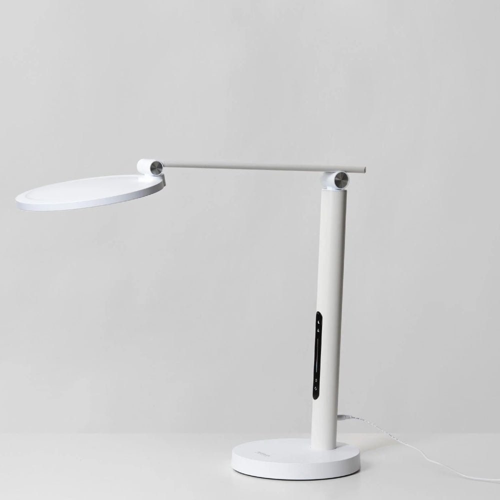 Zijprofiel witte Innolux Oslo lamp met horizontale flexibele arm