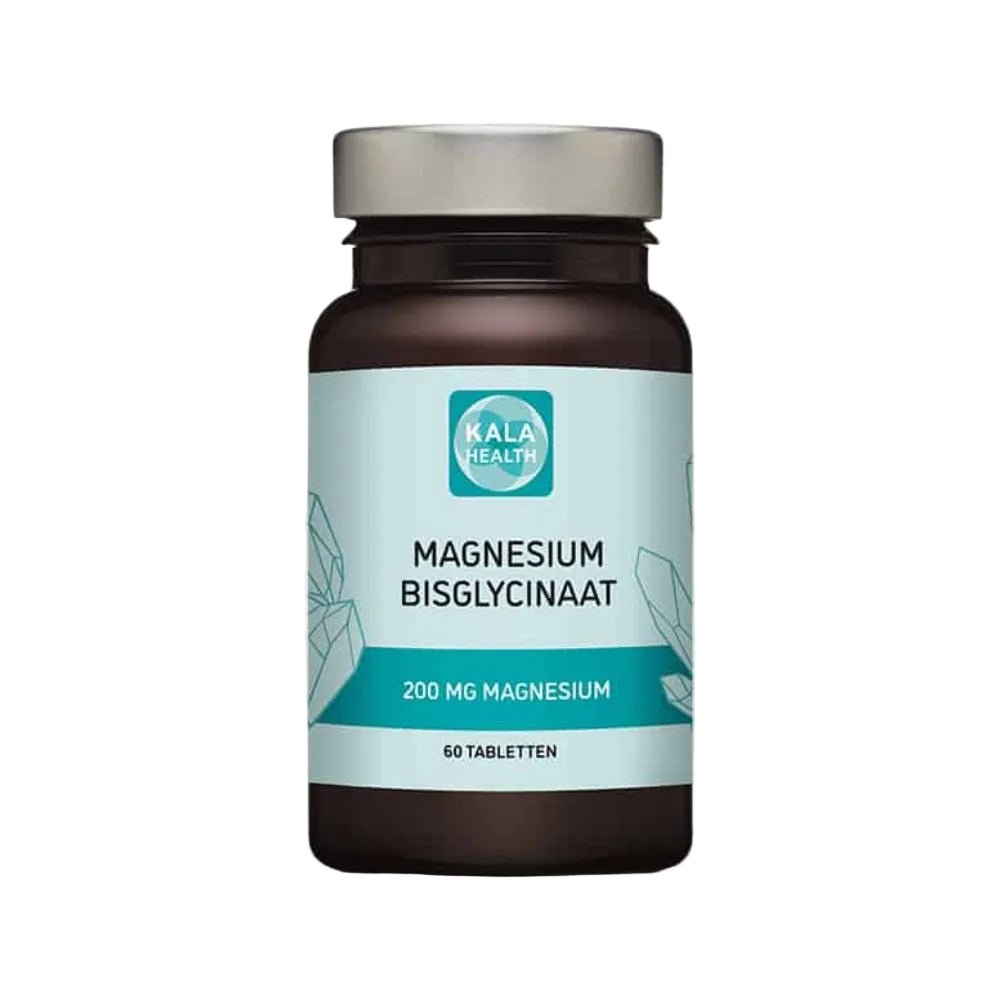Kala Health Magnesium Bisglycinaat 200 mg tabletten in bruine fles met 60 stuks