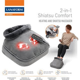 Grijze 2-in-1 Shiatsu verwarmingsmassagekussen met rode lichteffecten