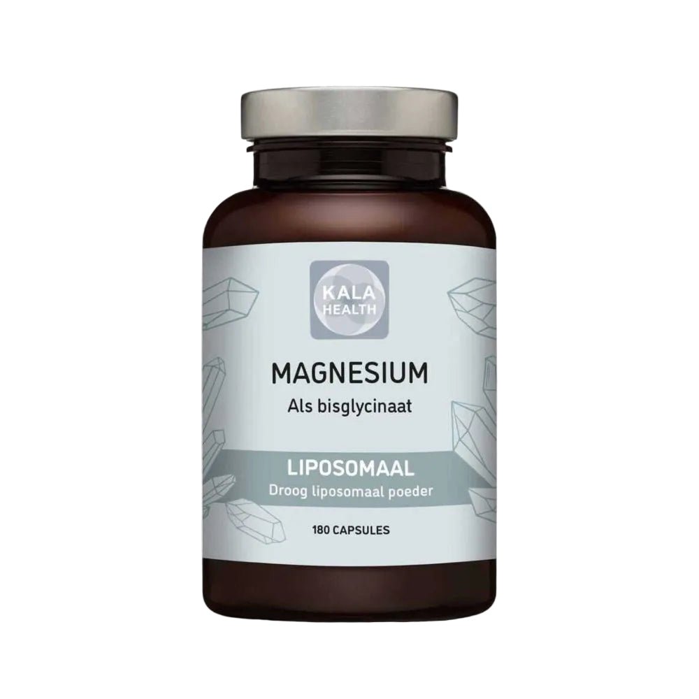 Kala Health liposomaal magnesium bisglycinaat capsules in bruine fles met 180 stuks