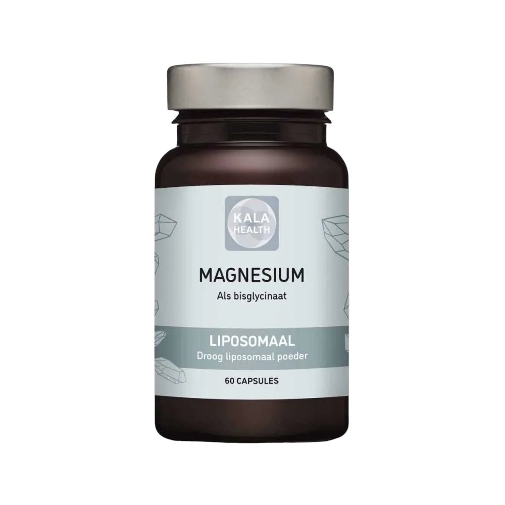 Kala Health liposomaal magnesium bisglycinaat capsules in bruine fles met 60 stuks