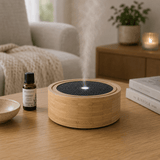 Medisana aroma diffuser van bamboe met blauw LED-licht en mist
