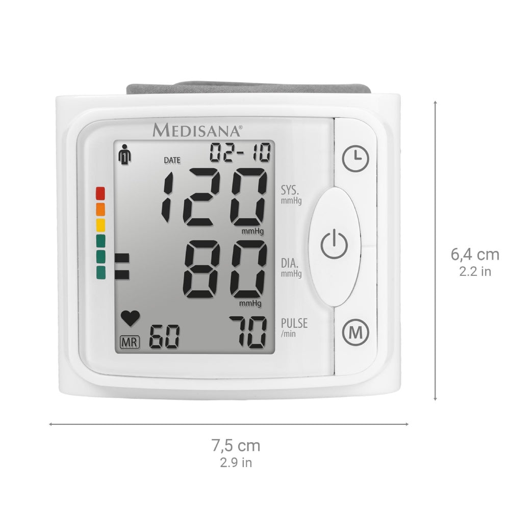 Medisana BW 320 polsbloeddrukmeter wit met groot display en verkeerslicht-schaal