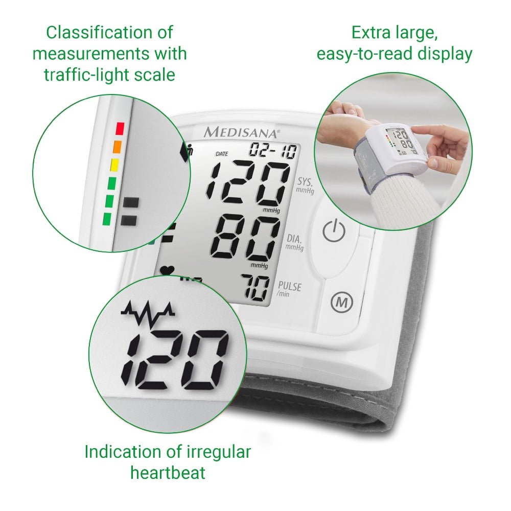 Medisana BW 320 polsbloeddrukmeter met onregelmatige hartslagdetectie en gebruiksaanwijzing