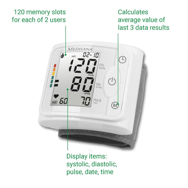 Medisana BW 320 polsbloeddrukmeter uitleg knoppen
