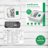 Medisana BU 512 verpakking inclusief manchet, slangetje en batterijen