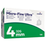 Micro-Fine Ultra pennaalden 4mm 32G verpakking, 100 stuks steriel voor insulinepen