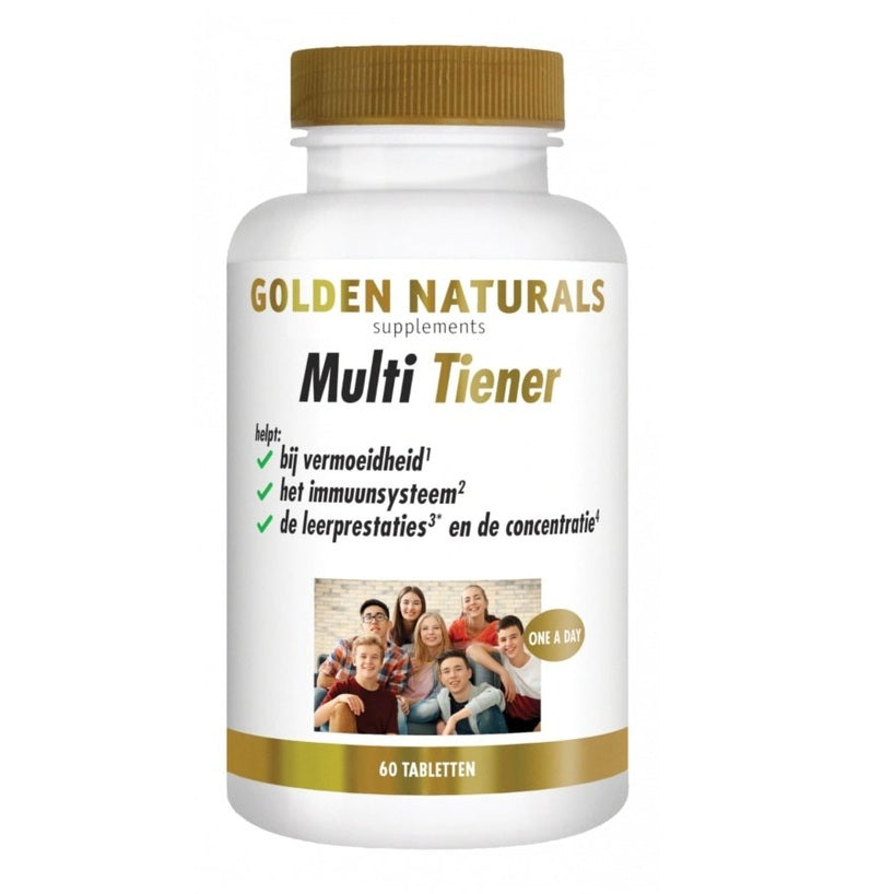 Golden Naturals Multi Tiener 60 vega capsules voor tieners met vitamine C, D3 en ijzer