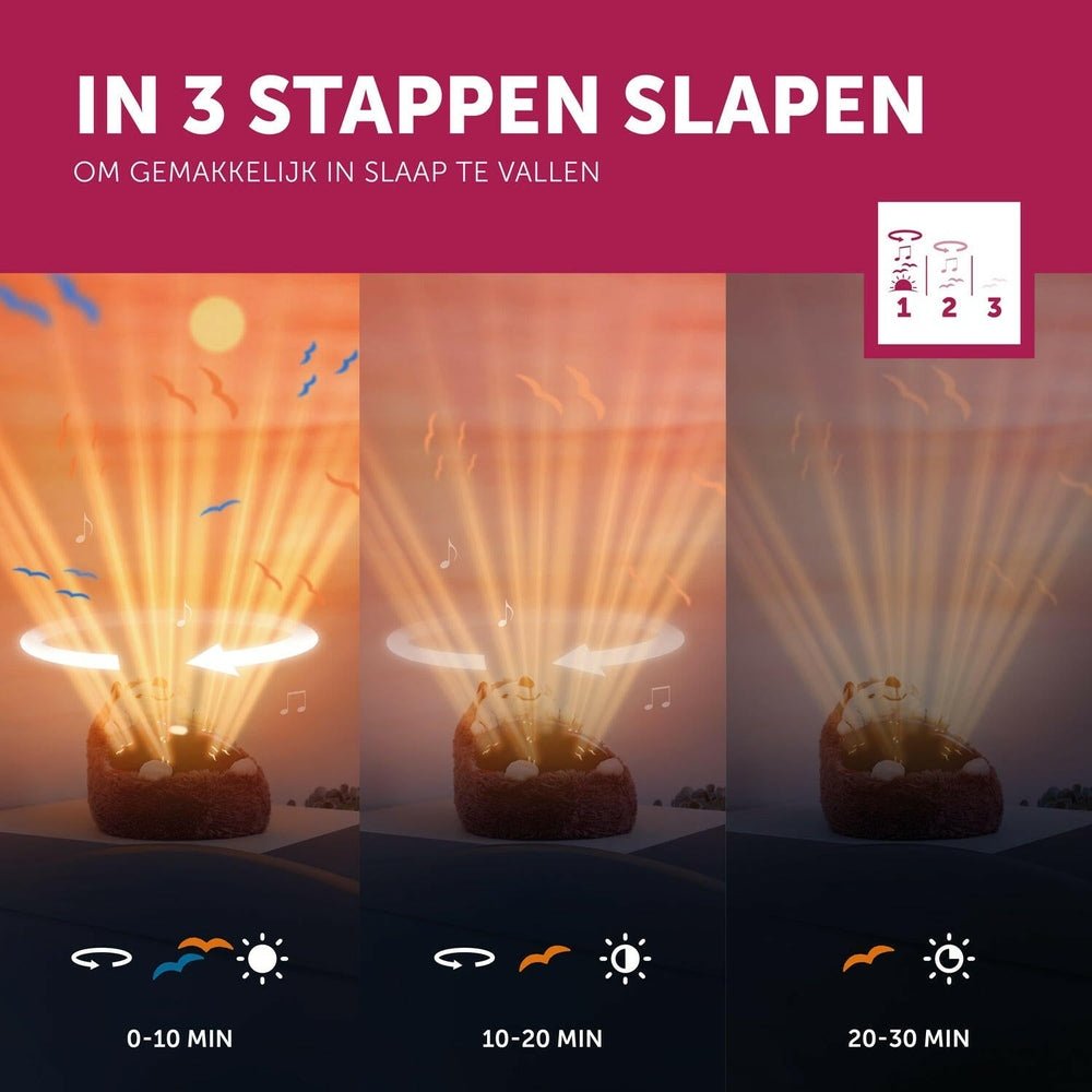 Zazu Henry de Egel projector met drie stappen naar slaap en vogels