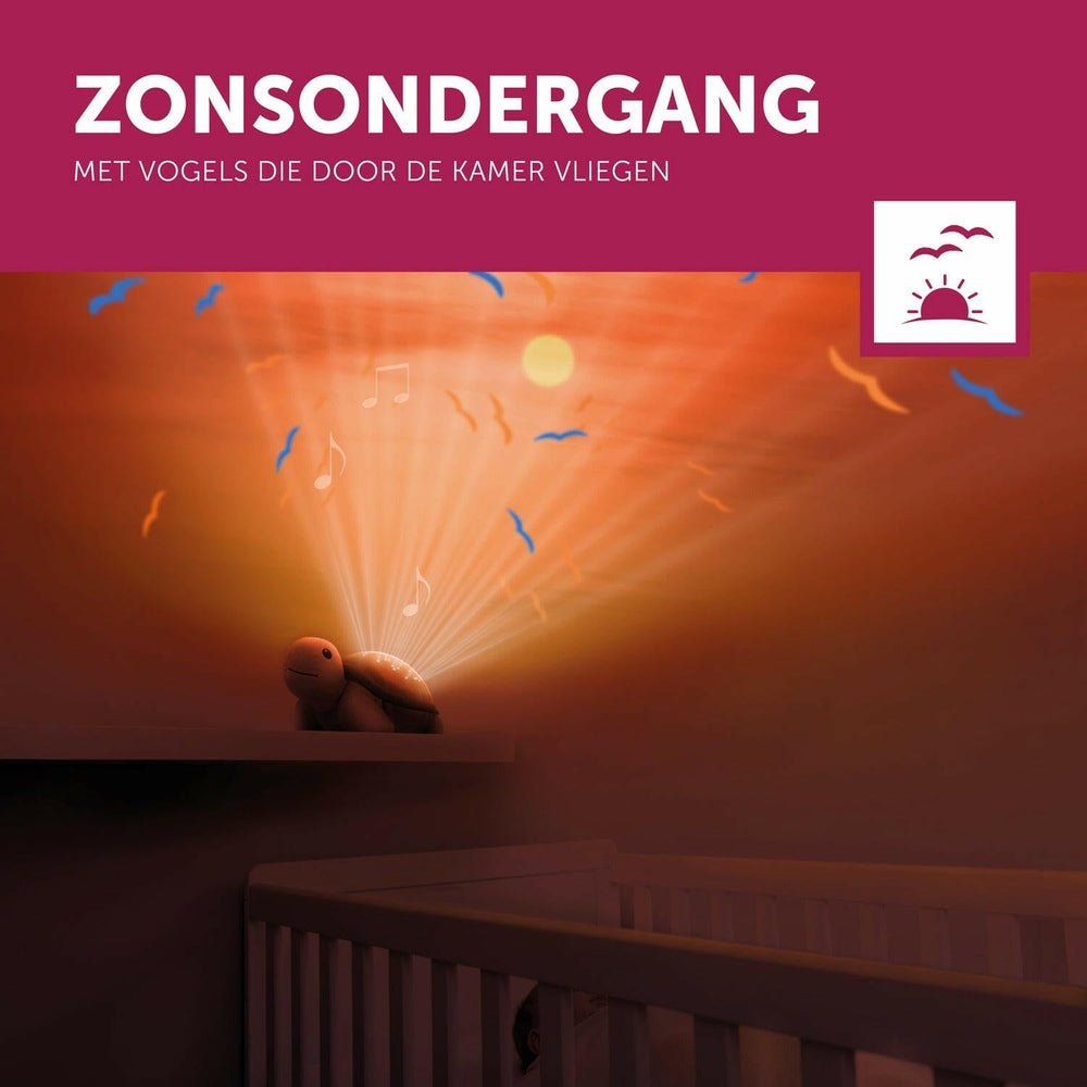 Zazu Tim de Schildpad babyprojector met zonsondergang en vogels