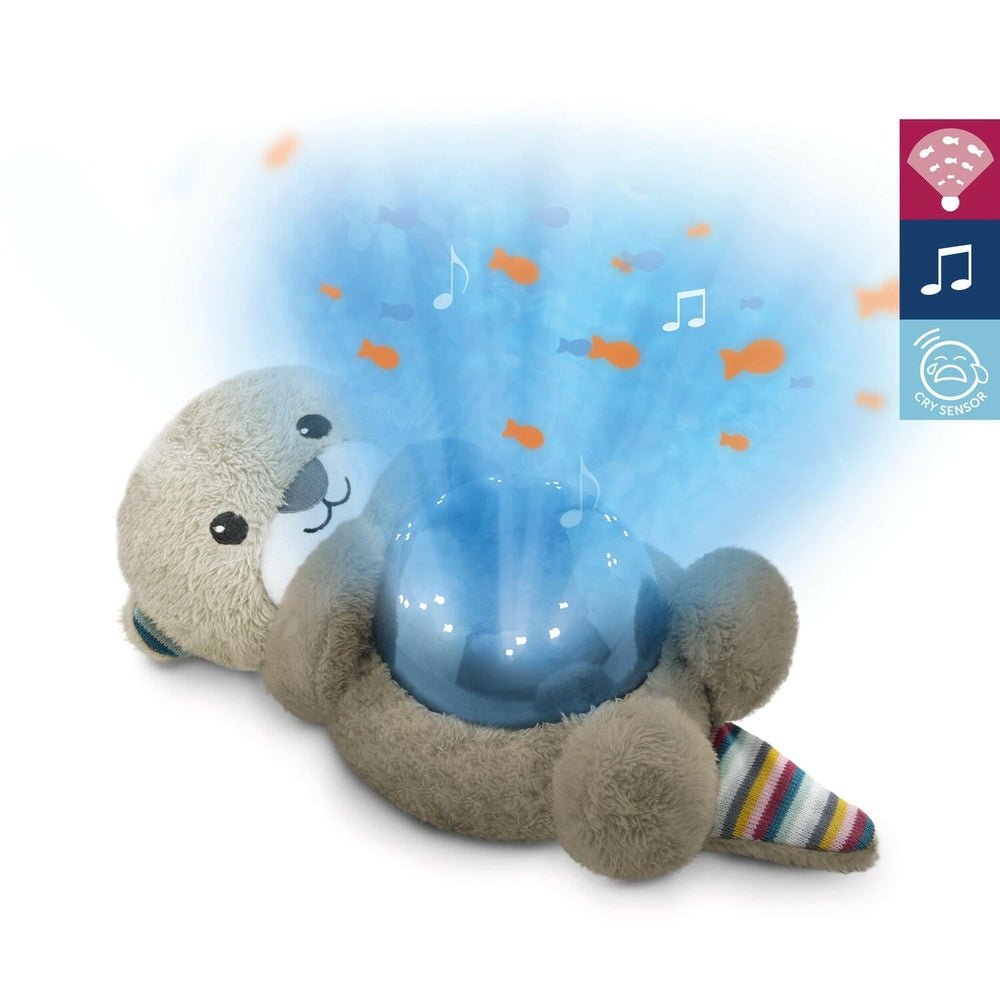 Zazu Otto de Zeeotter babyprojector beige met blauwe oceaanprojectie en huilsensor