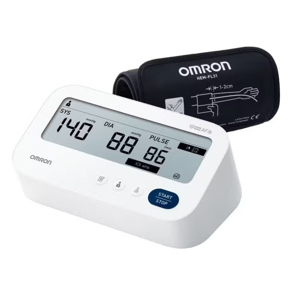 Omron M3 Comfort AFib bloeddrukmeter met scherm voor AFib-detectie en latexvrije manchet