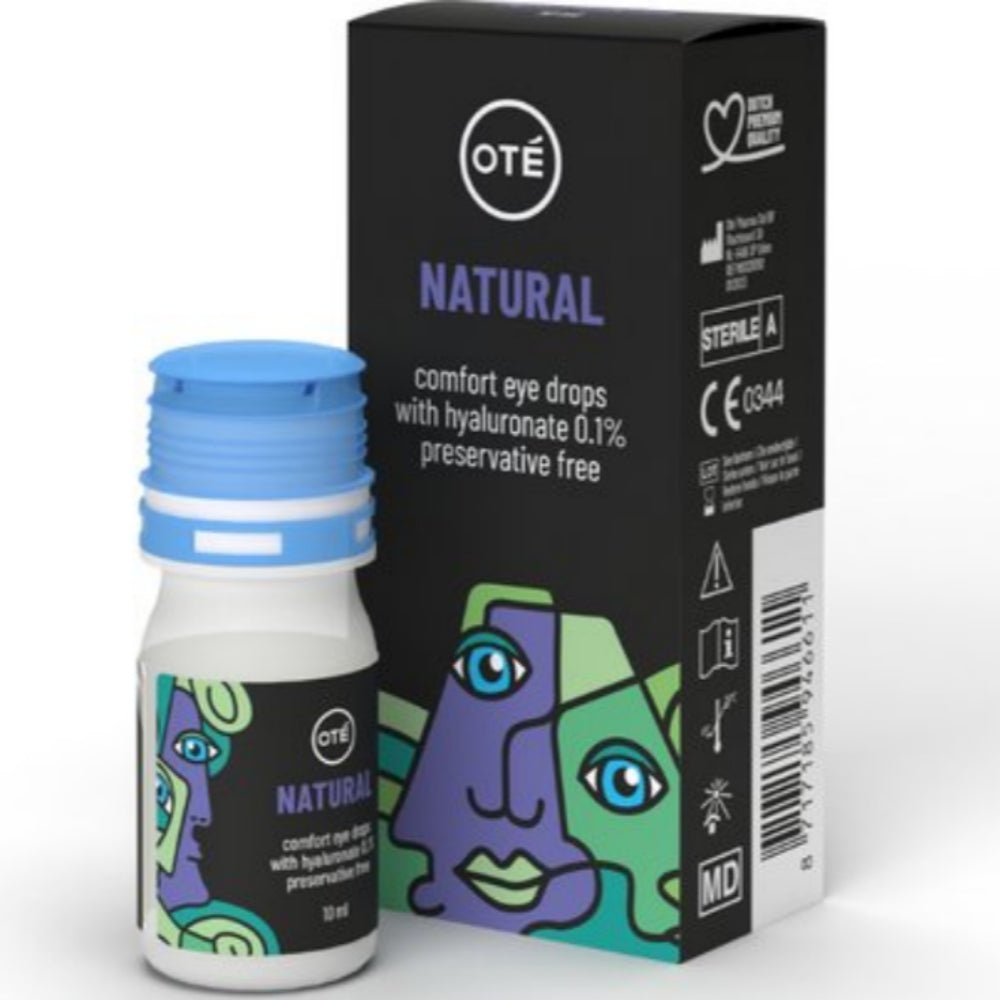 Oté Natural oogdruppels 10 ml flesje met hyaluronzuur en verpakking, zonder conserveermiddel