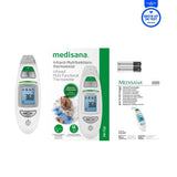 Verpakking Medisana TM 750 infraroodthermometer met koortsalarm en batterijen