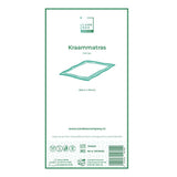 CareBoxCompany kraammatras 60x90 cm verpakkingslabel met groen logo en productdetails