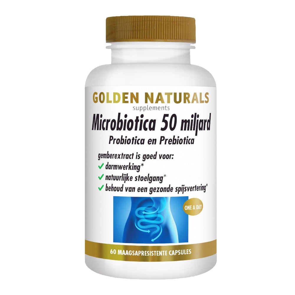 Golden Naturals Microbiotica 50 miljard probiotica supplement voor darmgezondheid, 60 capsules