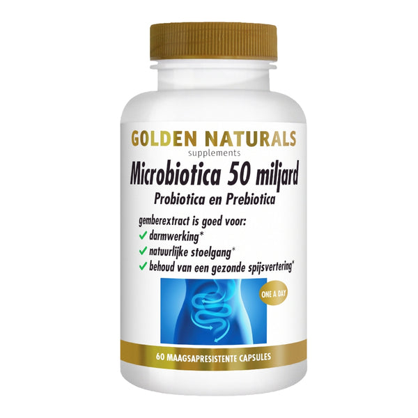 Golden Naturals Microbiotica 50 miljard probiotica supplement voor darmgezondheid, 60 capsules