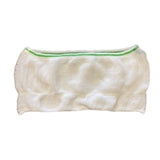 Wit elastisch stretchbroekje medium met geribbelde textuur en groene boord
