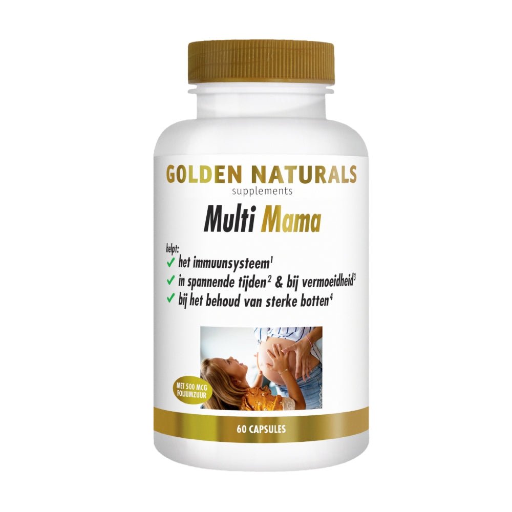 Golden Naturals Multi Mama multivitamine voor zwangerschap en borstvoeding, 60 vegan capsules met foliumzuur
