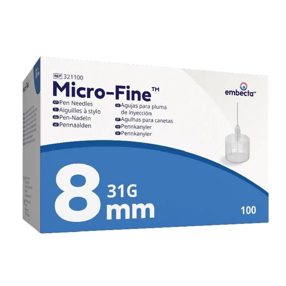 BD Micro-Fine+ pennaalden 8mm 31G verpakt in doos van 100 stuks voor insulinepen