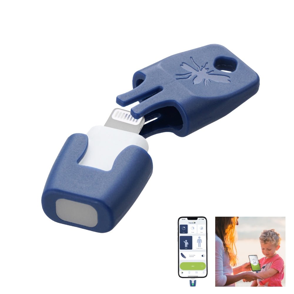 Blauw Heat-it sleutelhanger apparaat met Lightning-connector