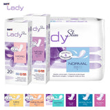 Seni Lady Slim incontinentieverband verpakkingen MICRO en NORMAL met paarse bloem