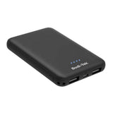 Zwarte oplaadbare powerbank Bodi-Tek met LED-indicatoren en USB-poorten