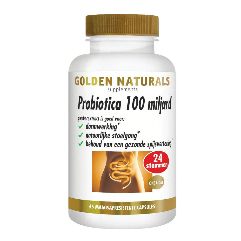 Golden Naturals Probiotica 100 miljard maagresistente capsules met 24 stammen en darmondersteuning