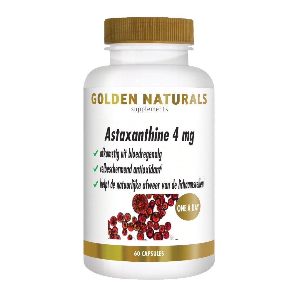 Golden Naturals Astaxanthine 4 mg supplementen in fles met 60 softgels, antioxidant en celbeschermend