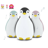 Drie Zazu pinguïn slaaptrainers blauw, wit, paars met awards